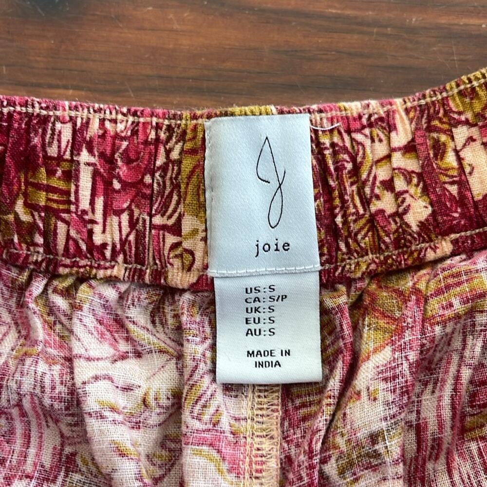 Joie 100% linen printed hi rise elastic waist pull on shorts sz S - Picture 5 of 6